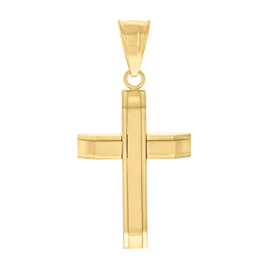 Stainless Steel Yellow-tone Mens Cross Religious Charm Pendant