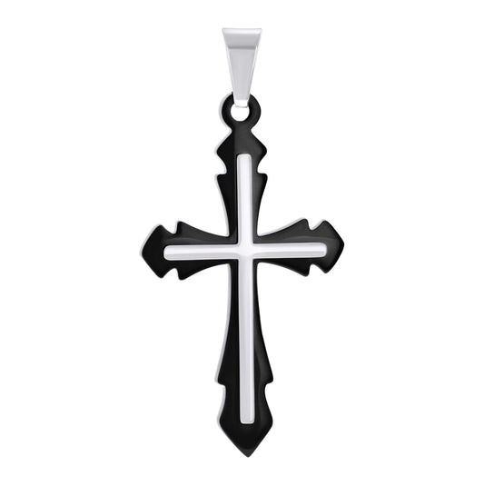 Stainless Steel Mens Cross Religious Charm Pendant