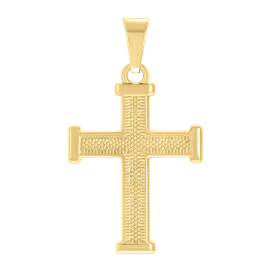 Stainless Steel Yellow-tone Mens Cross Religious Charm Pendant