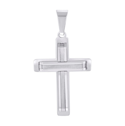 Stainless Steel Mens Cross Religious Charm Pendant