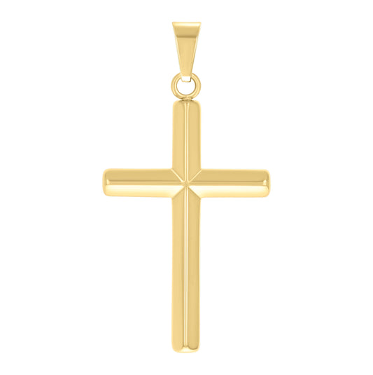 Stainless Steel Yellow-tone Mens Cross Religious Charm Pendant