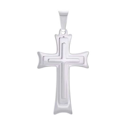 Stainless Steel Mens Cross Religious Charm Pendant