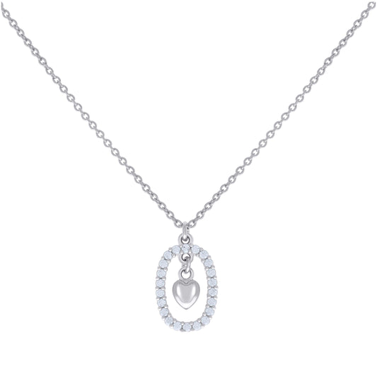 Sterling Silver Womens Cubic-Zirconia Heart Charm Necklace Size 16 Inches