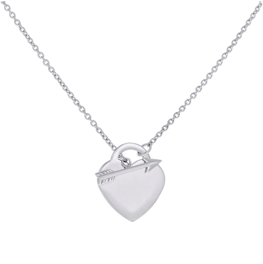 Sterling Silver Womens Cupid Heart Charm Necklace Size 16 Inches