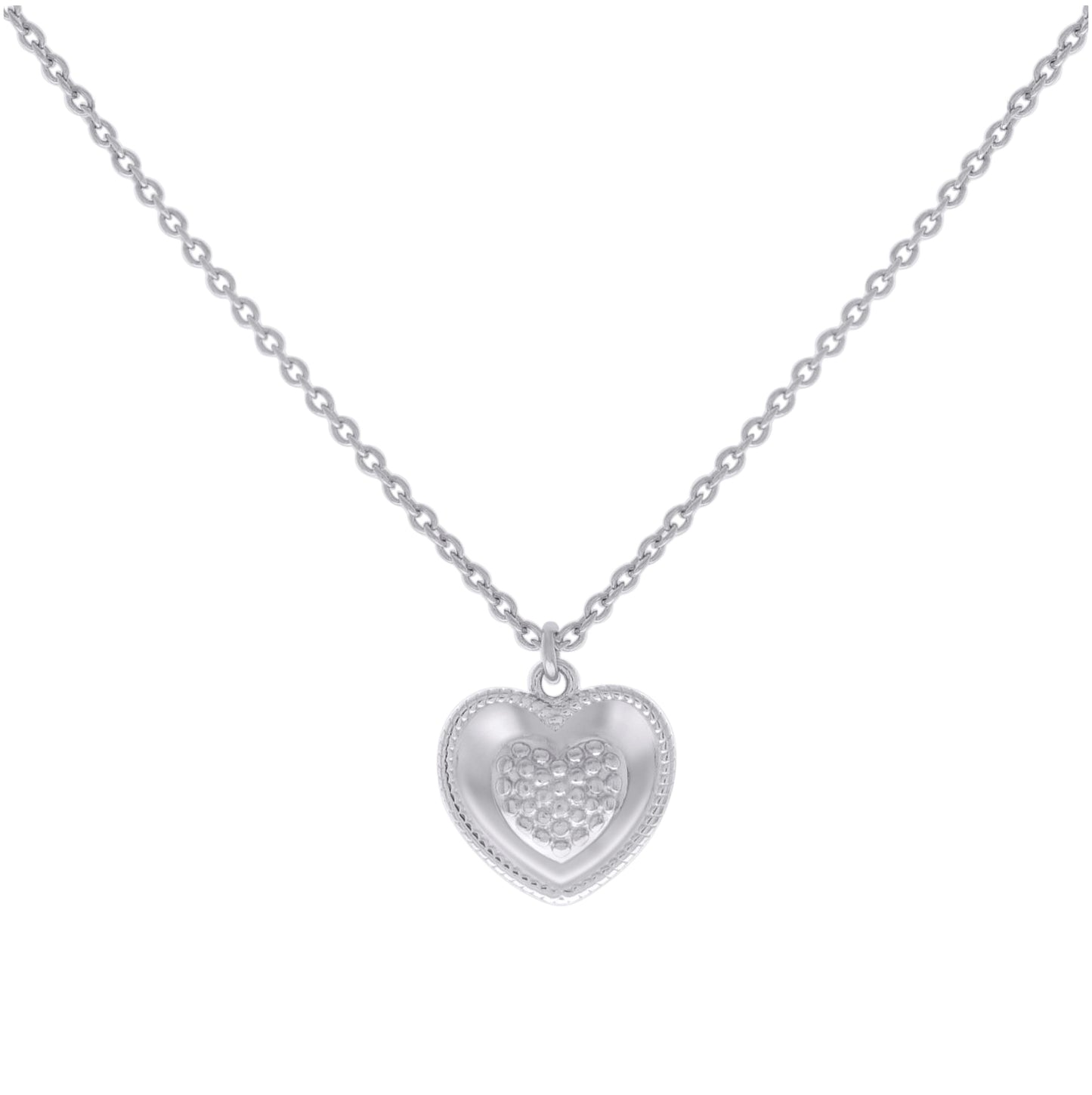 Sterling Silver Womens Heart Charm Necklace Size 16 Inches