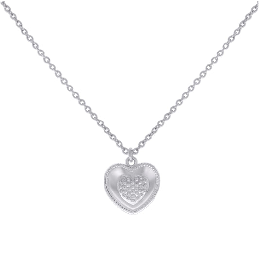 Sterling Silver Womens Heart Charm Necklace Size 16 Inches