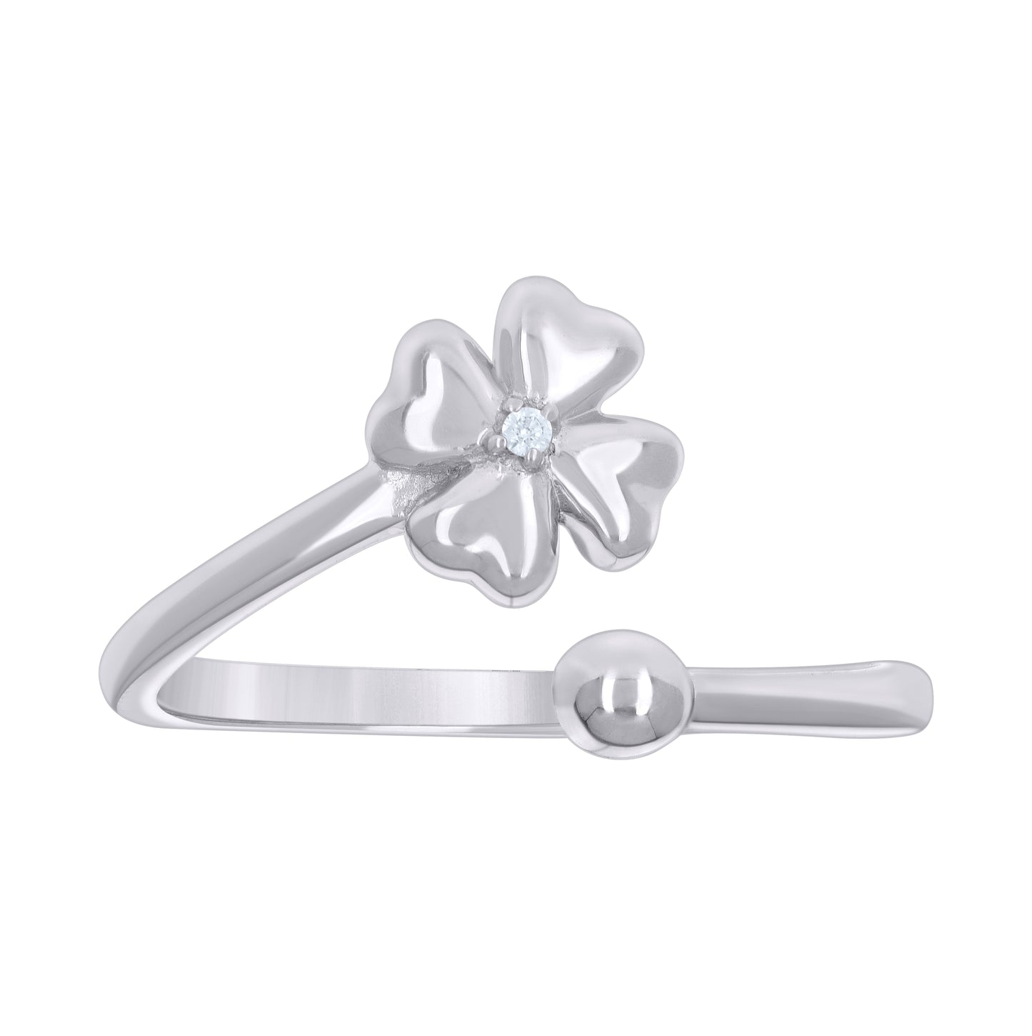 Sterling Silver Womens Cubic-Zirconia Flower Fashion Bridal Anniversary Wedding Engagement Band Ring