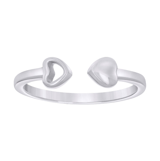 Sterling Silver Womens End to End Heart Bridal Anniversary Wedding Engagement Band Ring