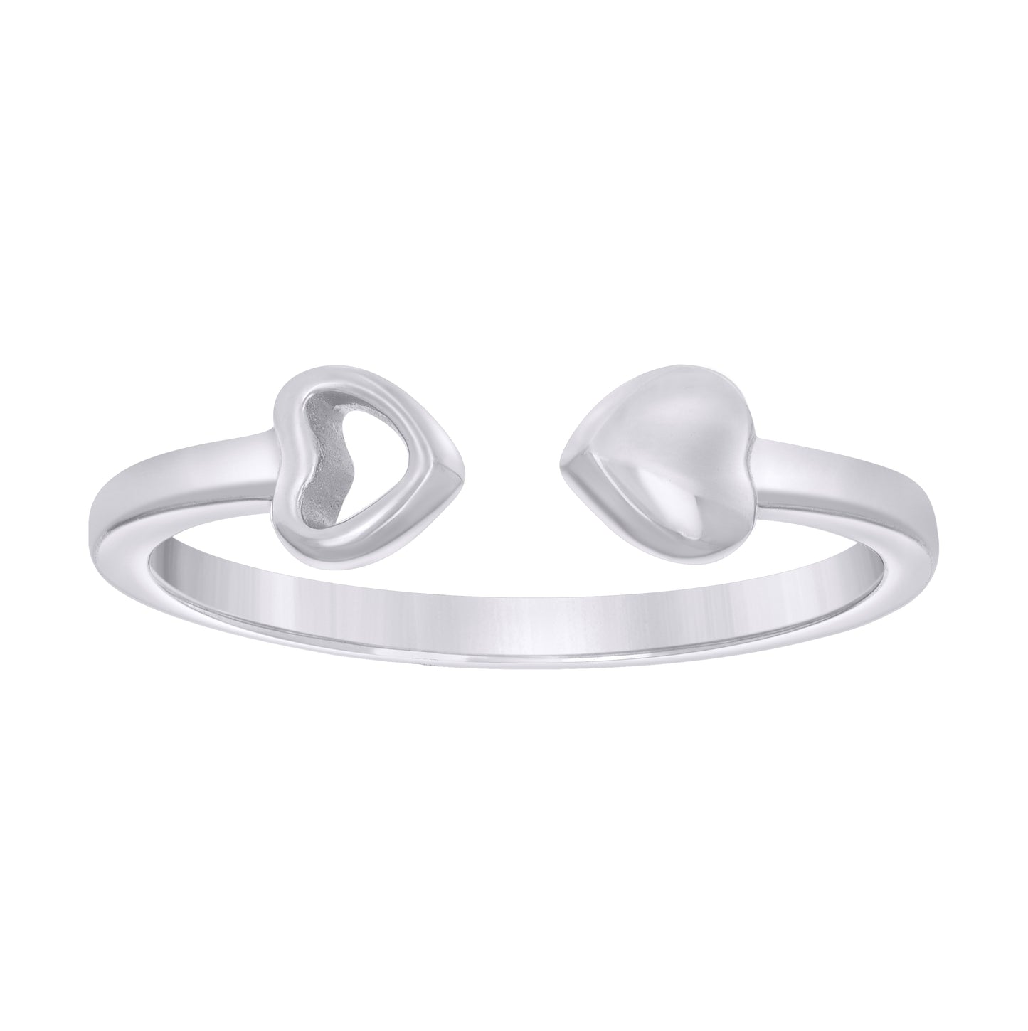 Sterling Silver Womens End to End Heart Bridal Anniversary Wedding Engagement Band Ring