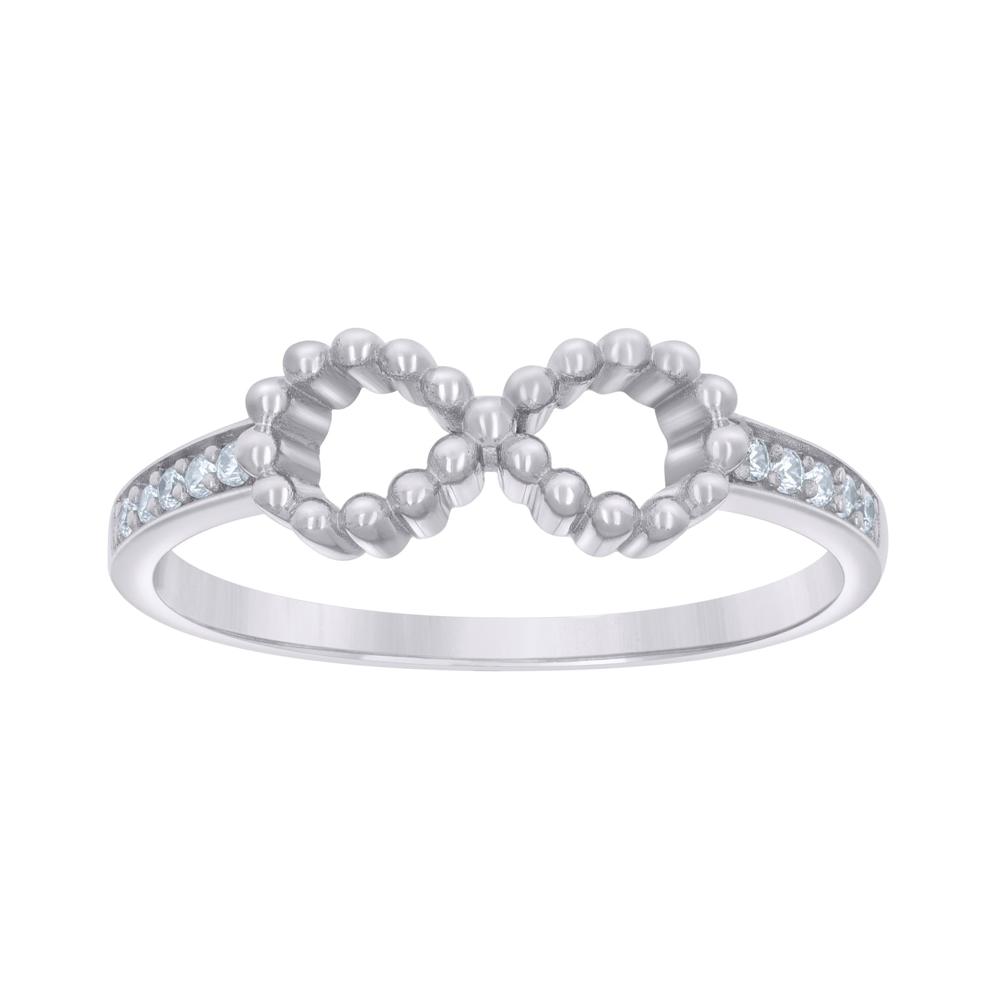 Sterling Silver Womens Cubic-Zirconia Love Infinity Bridal Anniversary Wedding Engagement Band Ring