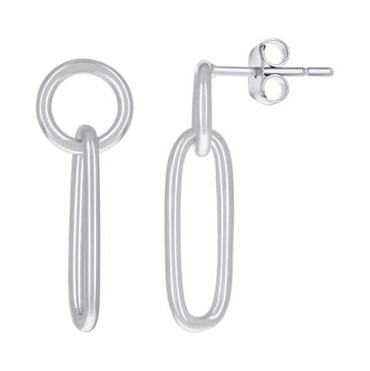 Sterling Silver Womens Elongated Oval Danglers Earrings