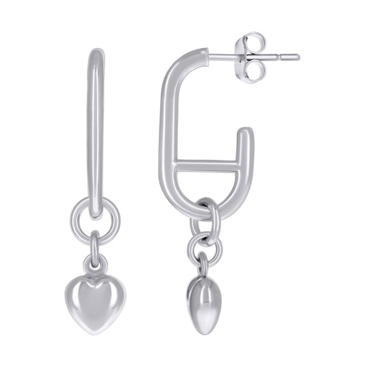 Sterling Silver Womens Heart Danglers Earrings