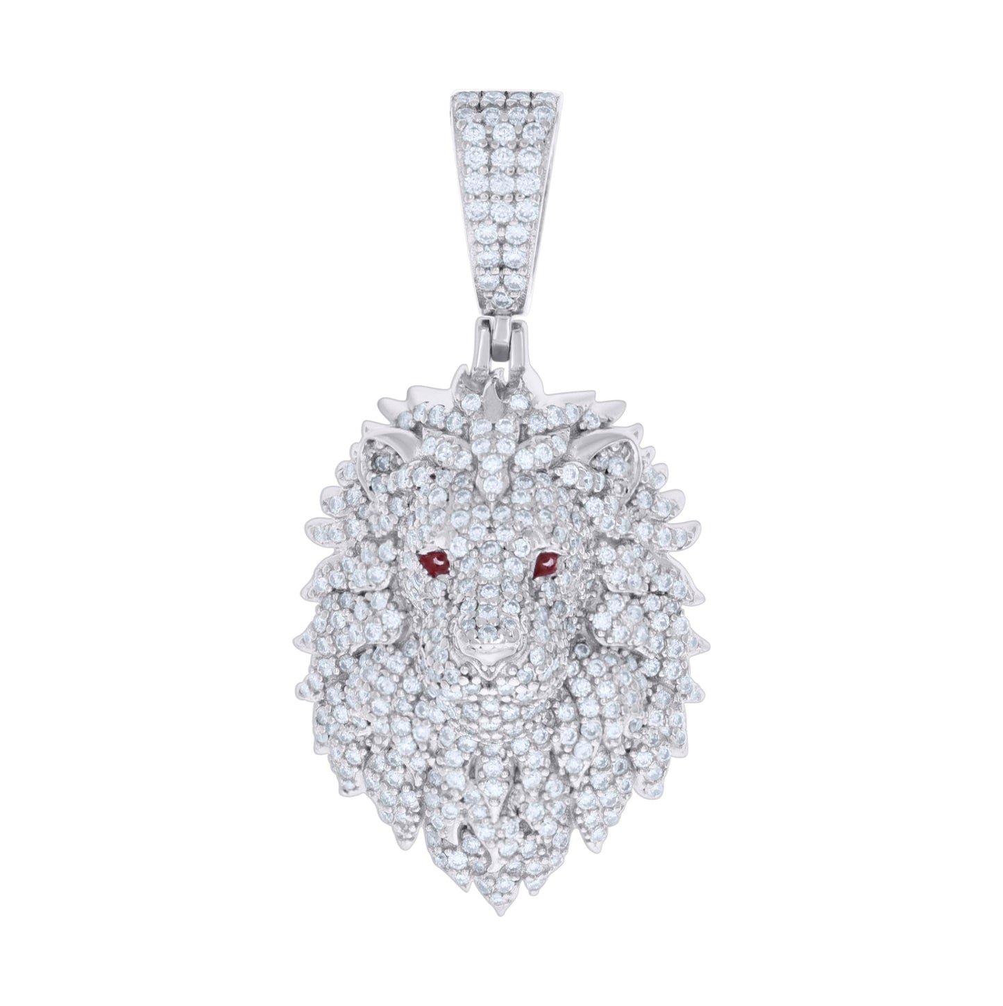 Sterling Silver Mens 2.14 Cttw Moissanite Leo/Lion Head Zodiac Sign/Wildlife Charm Pendant