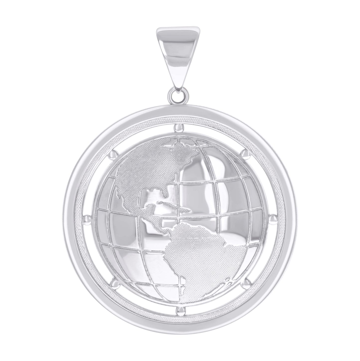 Sterling Silver Mens Globe Charm Pendant