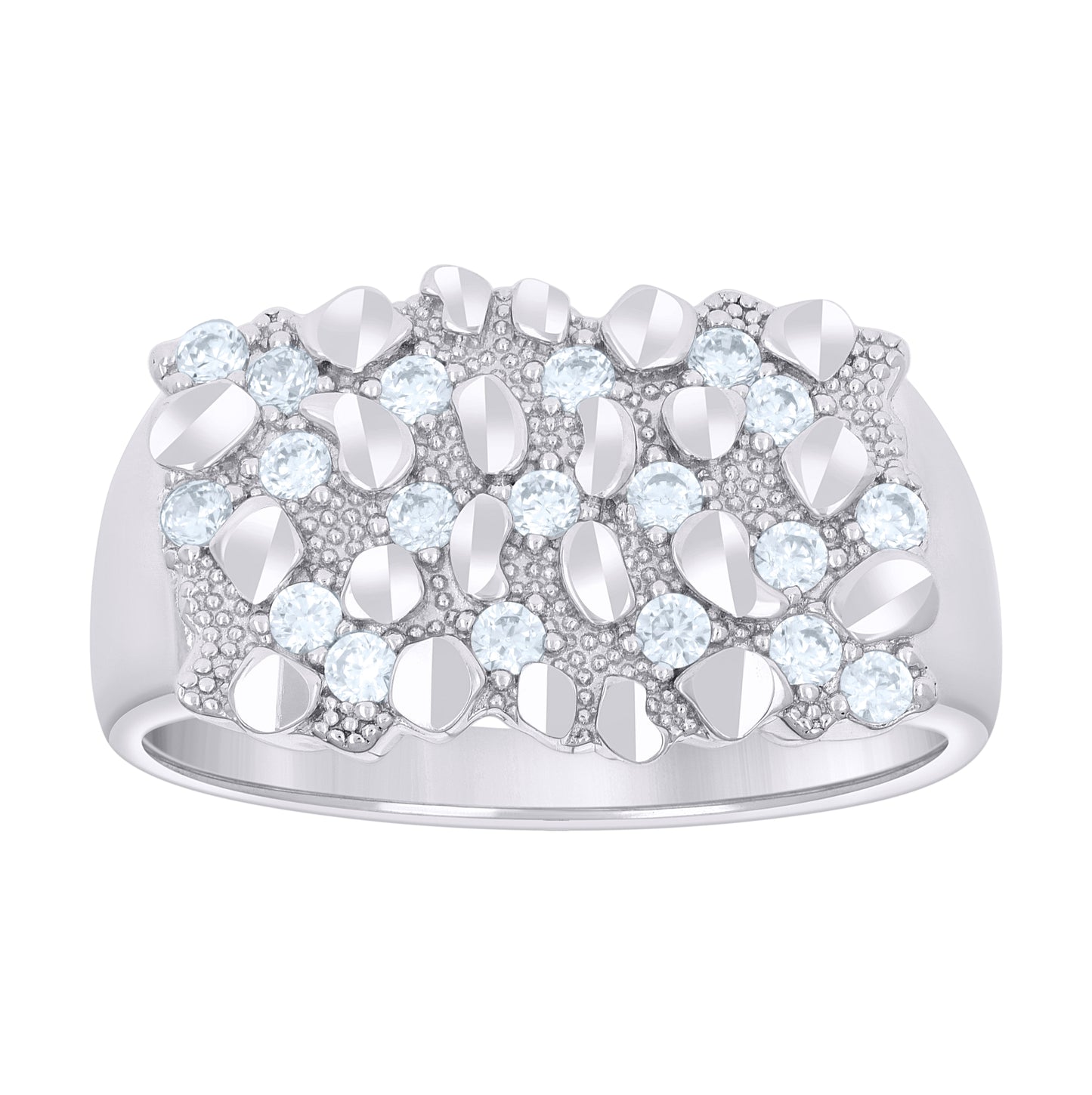 Sterling Silver Men's Cubic-Zirconia Nugget Fashion Bridal Anniversary Wedding Engagement Band Ring