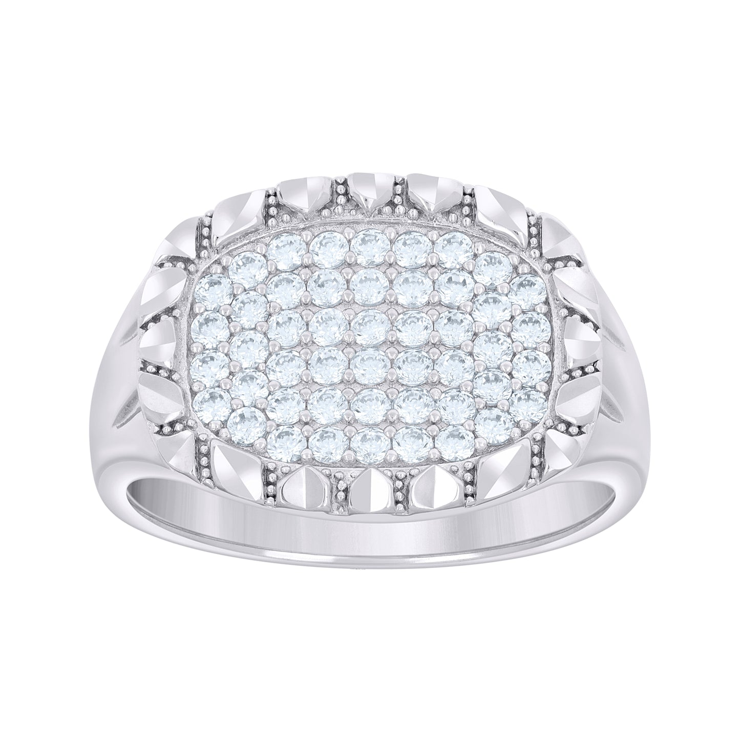 Sterling Silver Men's Cubic-Zirconia Oval Head Fashion Bridal Anniversary Wedding Engagement Band Ring