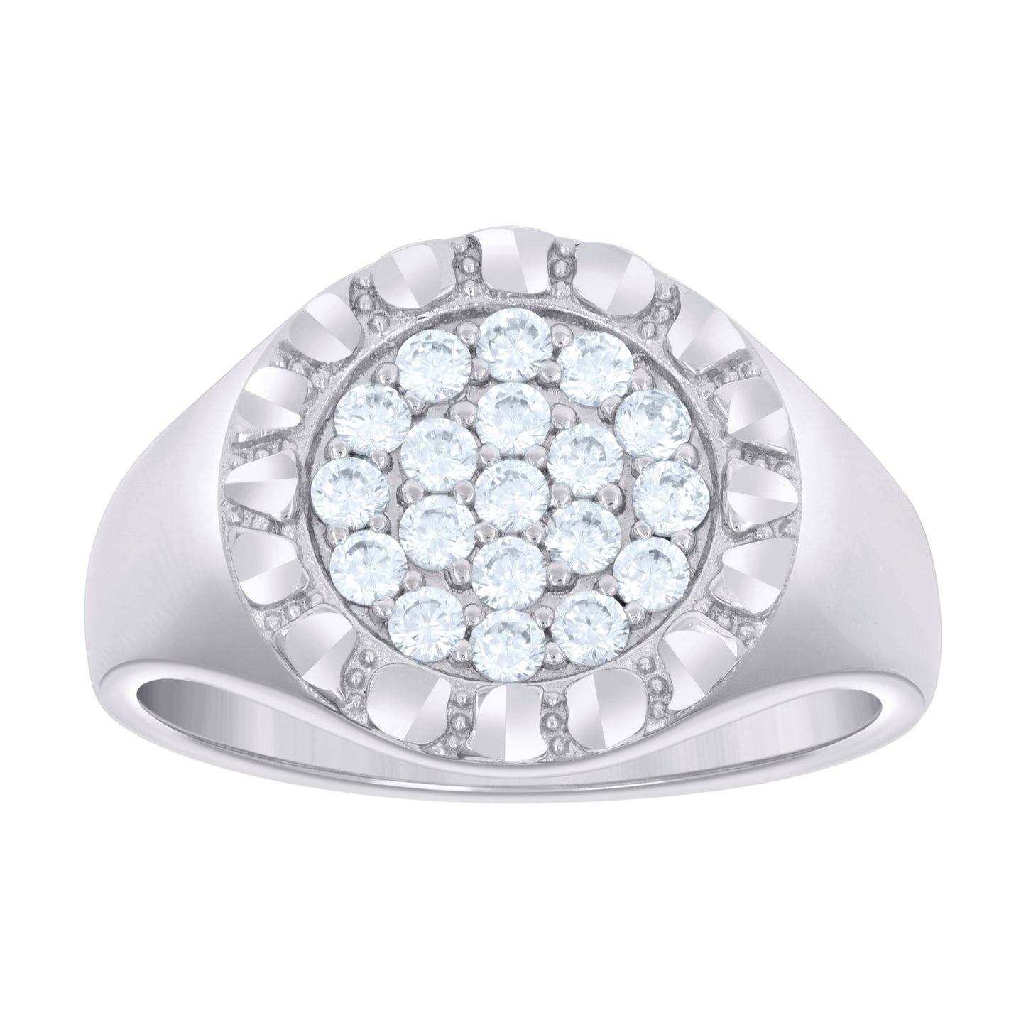 Sterling Silver Men's Cubic-Zirconia Fashion Bridal Anniversary Wedding Engagement Band Ring