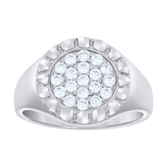 Sterling Silver Men's Cubic-Zirconia Fashion Bridal Anniversary Wedding Engagement Band Ring
