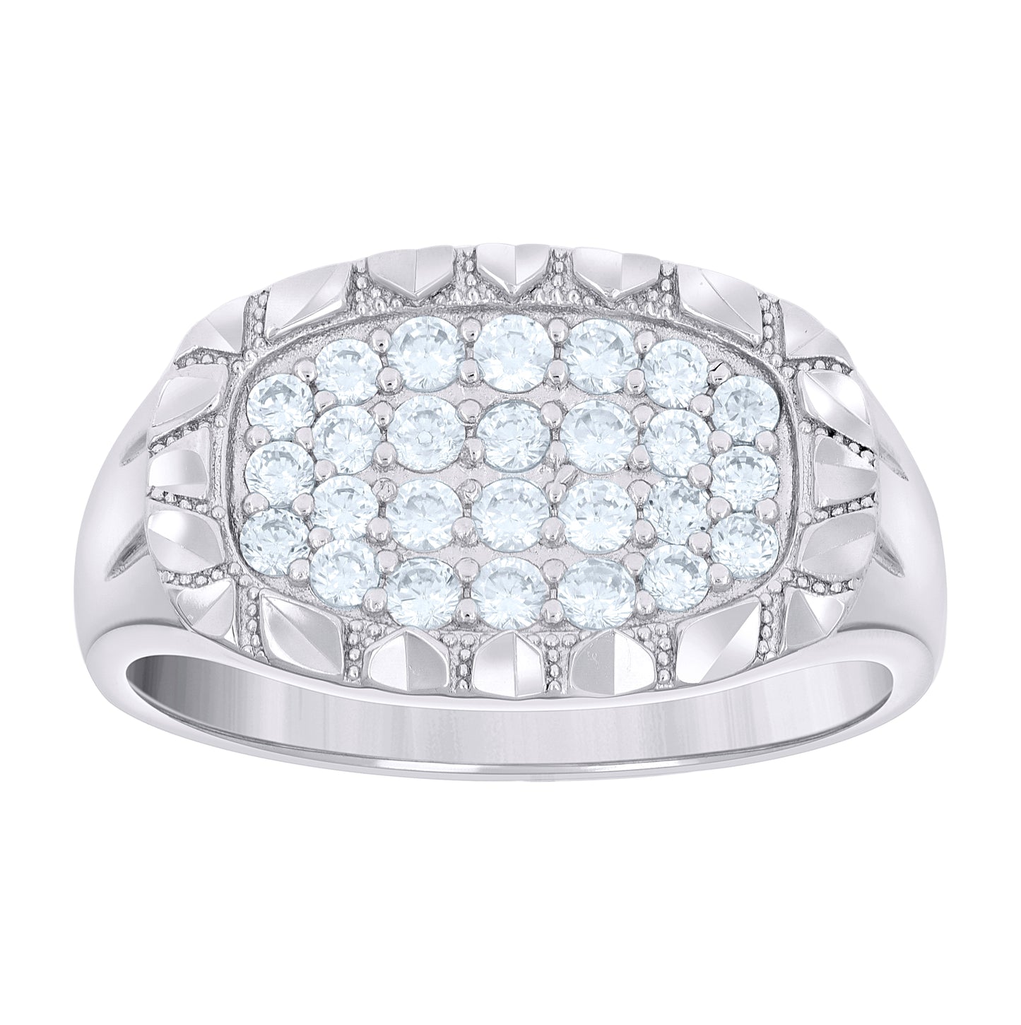 Sterling Silver Men's Cubic-Zirconia Oval Head Fashion Bridal Anniversary Wedding Engagement Band Ring