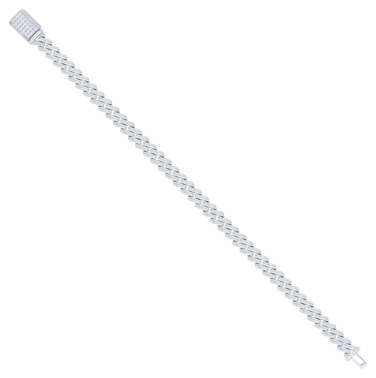 Sterling Silver 4.60 Cttw Moissanite Miami Cuban Chain Bracelet 7mm 8 Inches