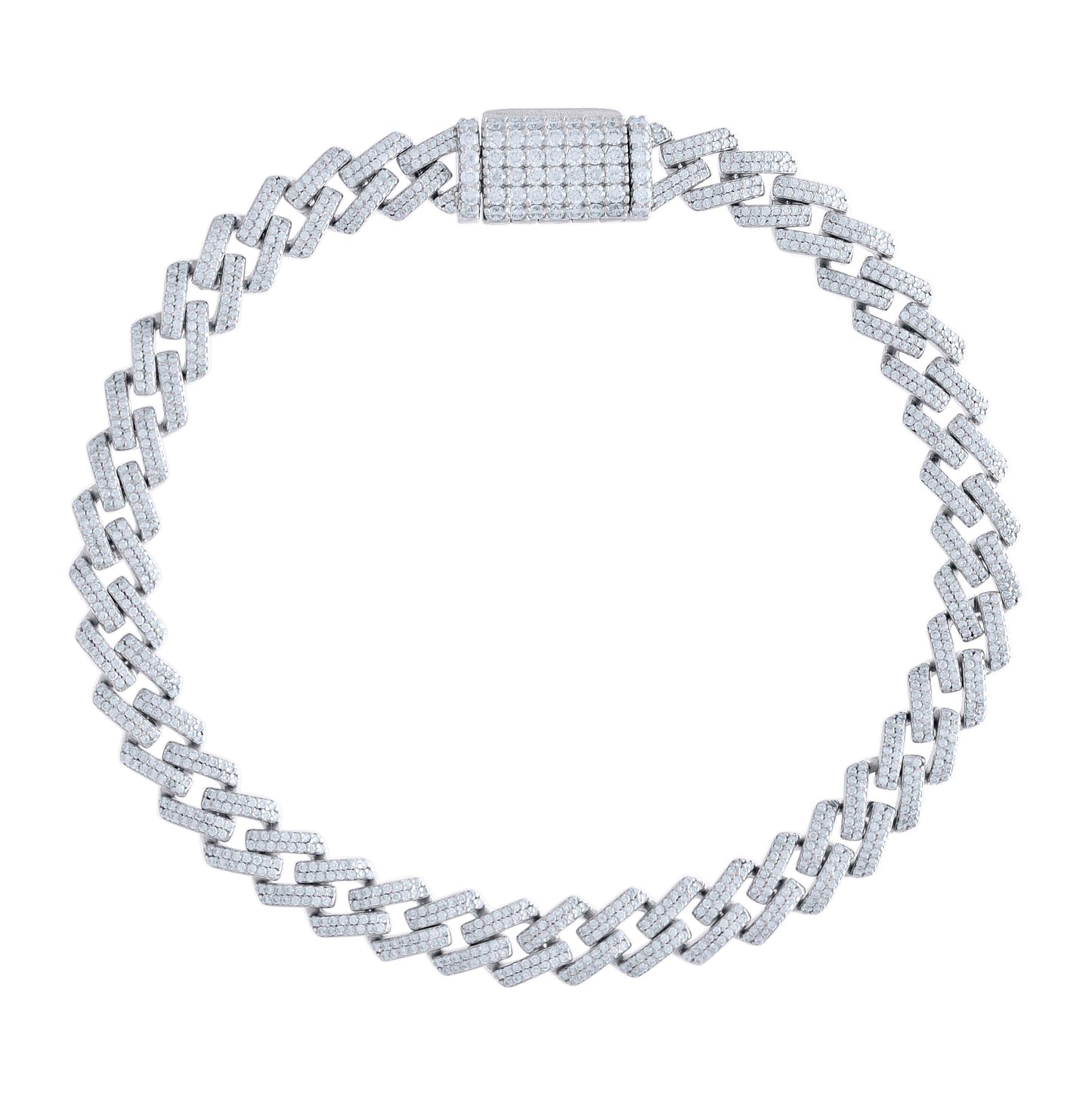 Sterling Silver 4.60 Cttw Moissanite Miami Cuban Chain Bracelet 7mm 8 Inches