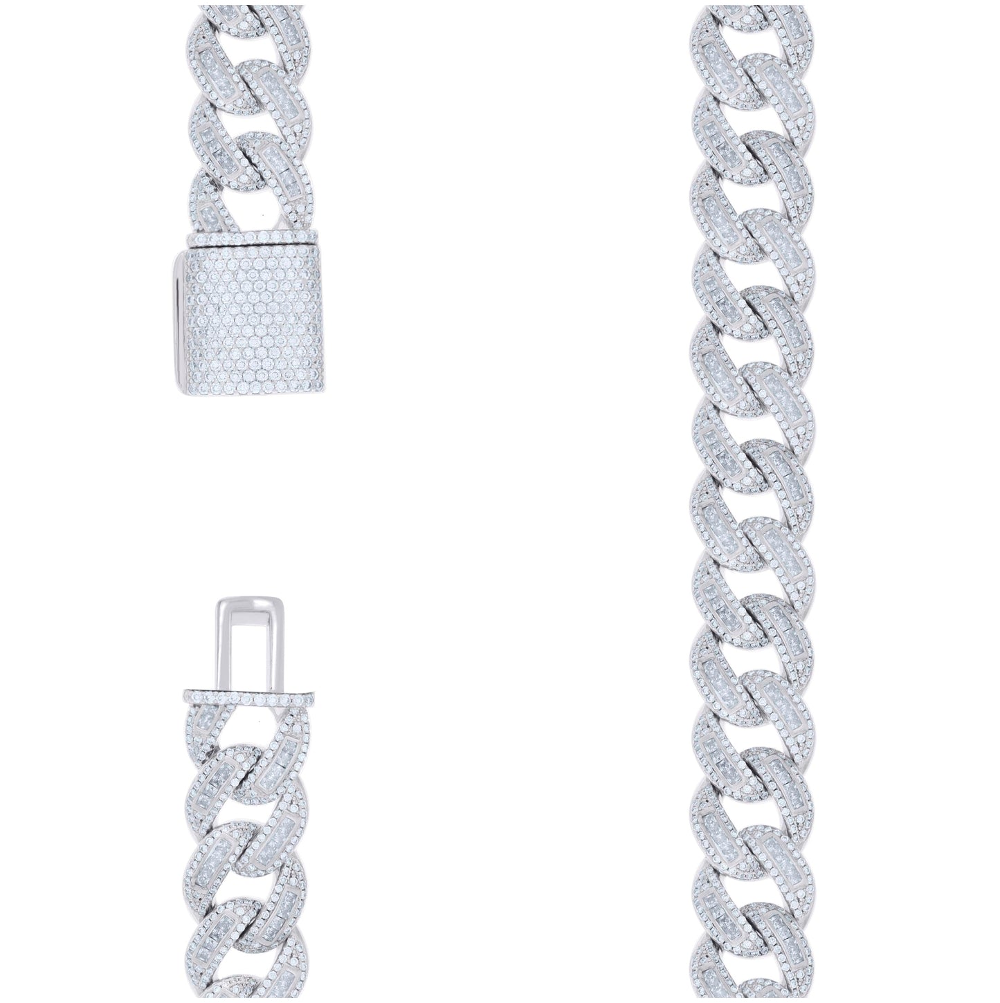 Sterling Silver 45.26 Cttw Moissanite Miami Cuban Chain 15mm 22 Inches