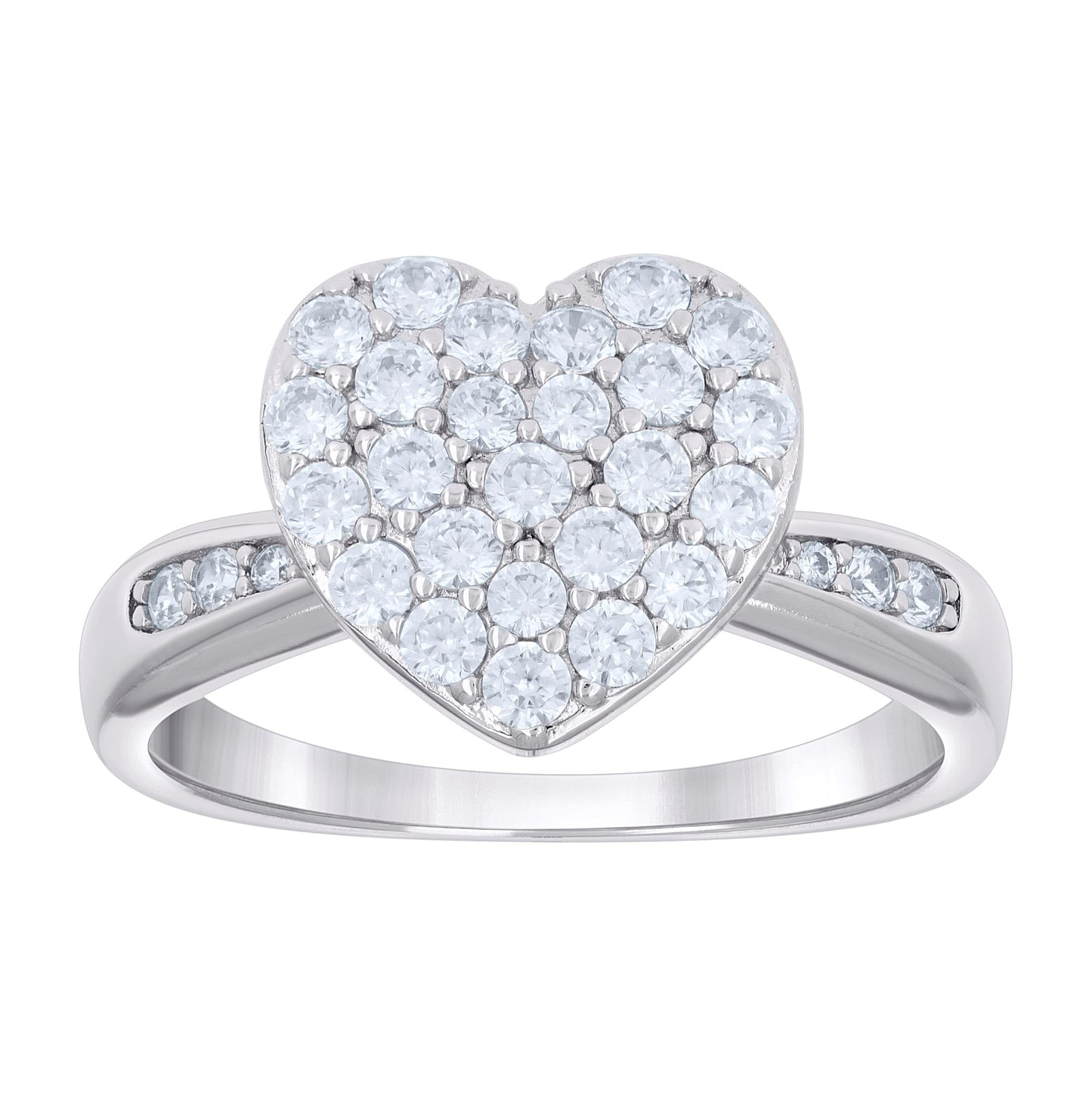 Sterling Silver Womens Cubic-Zirconia Heart Bridal Anniversary Engagement Wedding Ring Sizes 7 - 9