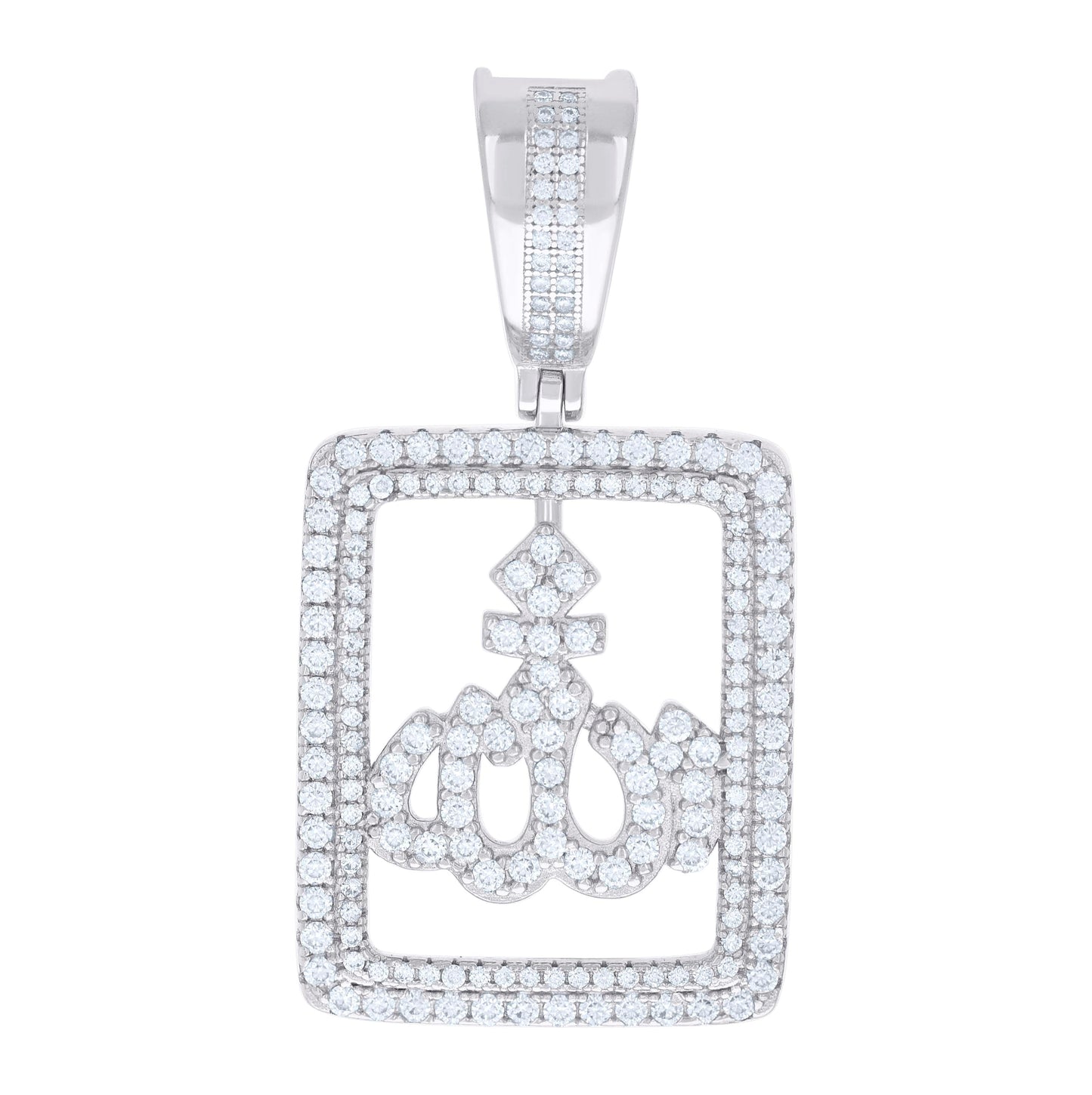 Sterling Silver Mens 1.58ct Moissanite ALLAH Symbol Religious Charm Pendant