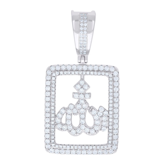 Sterling Silver Mens 1.58ct Moissanite ALLAH Symbol Religious Charm Pendant