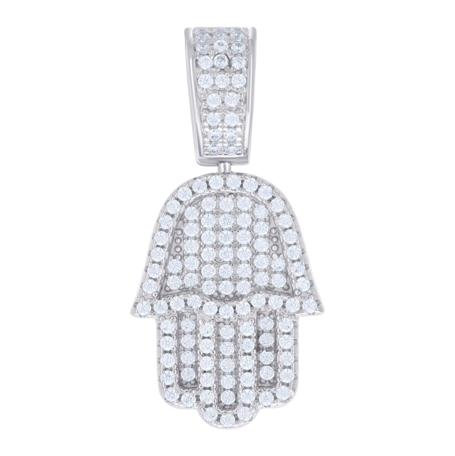 Sterling Silver Mens 1.19ct Moissanite Hamsa Symbol Religious Charm Pendant
