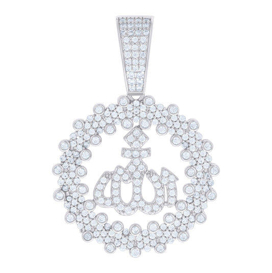 Sterling Silver Mens 1.88 Cttw Moissanite ALLAH Symbol Religious Charm Pendant