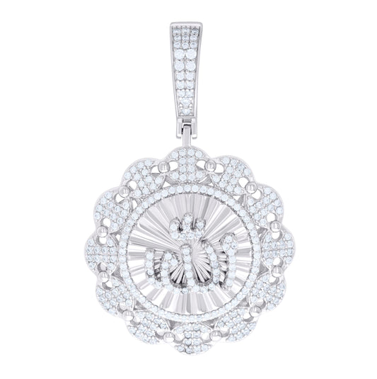 Sterling Silver Mens 1.46ct Moissanite ALLAH Symbol Religious Charm Pendant