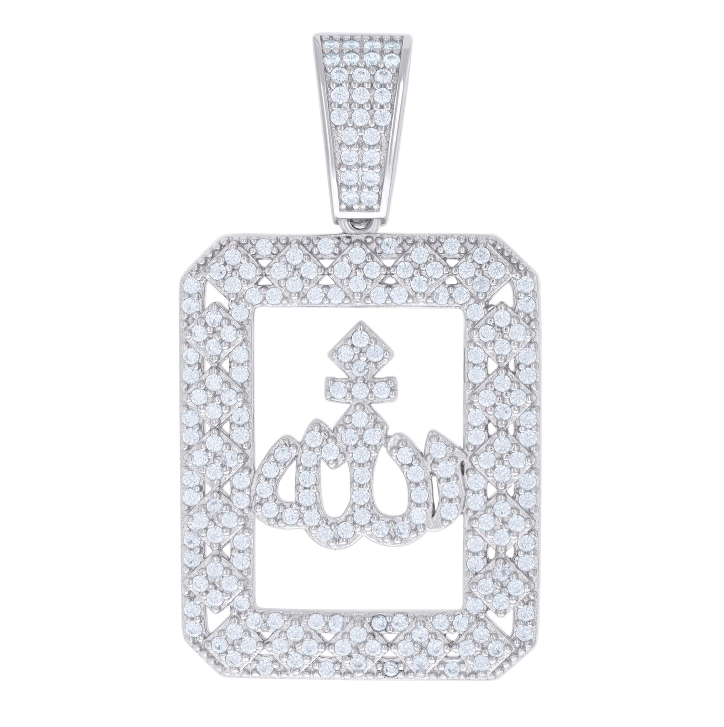 Sterling Silver Mens 1.36ct Moissanite ALLAH Symbol Religious Charm Pendant