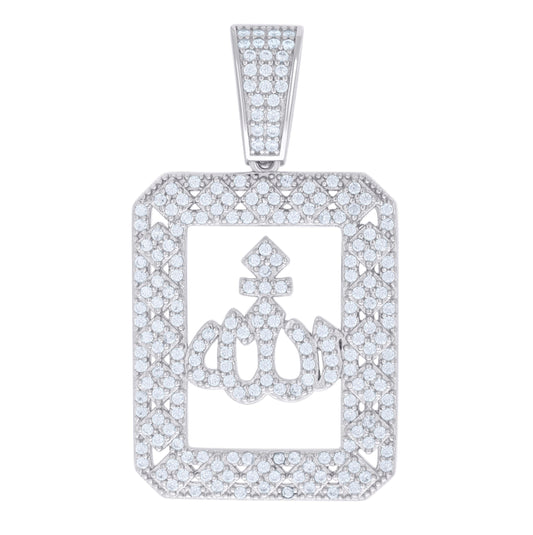Sterling Silver Mens 1.36ct Moissanite ALLAH Symbol Religious Charm Pendant