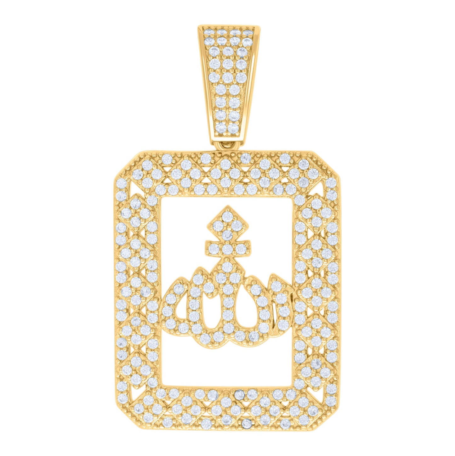 Sterling Silver Mens 1.36ct Moissanite ALLAH Symbol Religious Charm Pendant