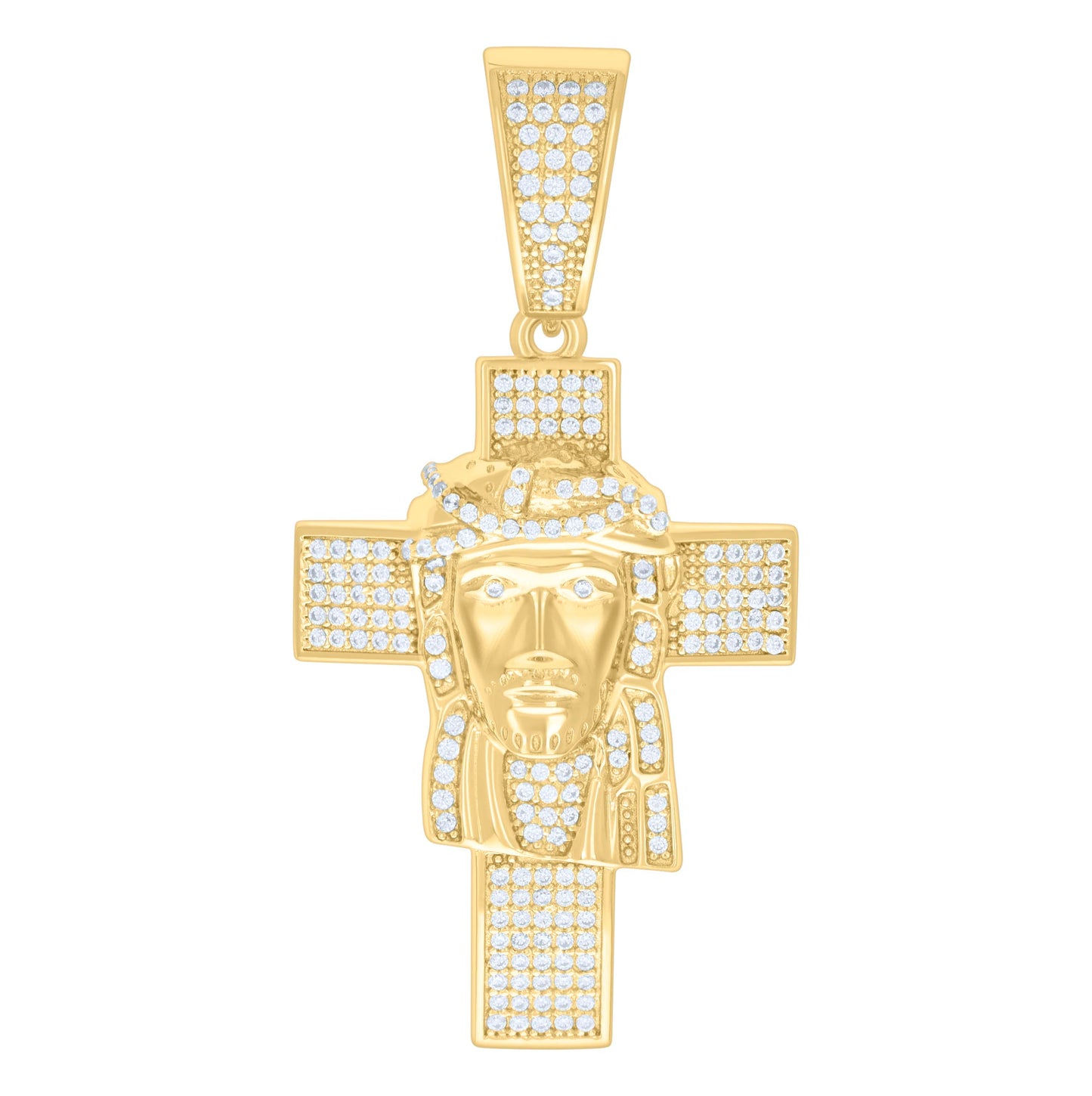 Sterling Silver Mens 1.06ct Moissanite Jesus Cross Religious Charm Pendant