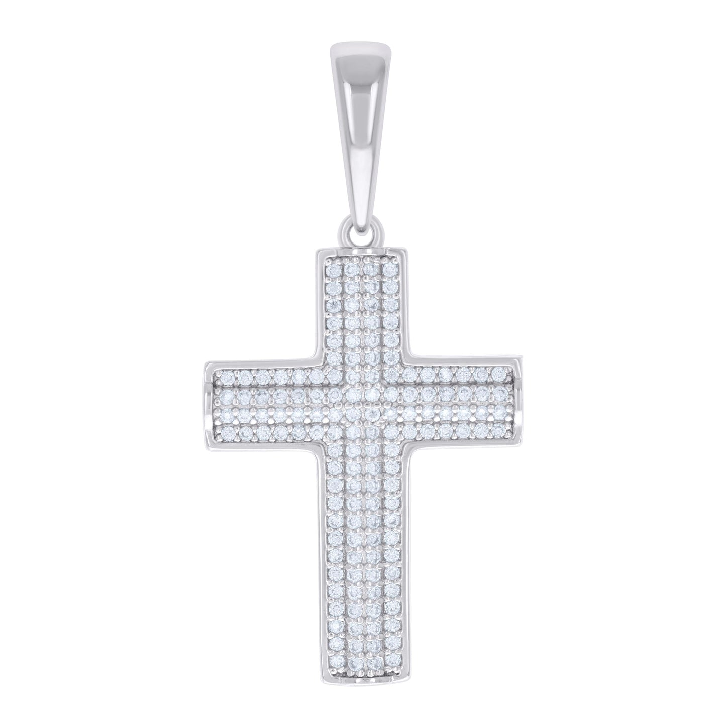 Sterling Silver Mens 0.74ct Moissanite Cross Religious Charm Pendant