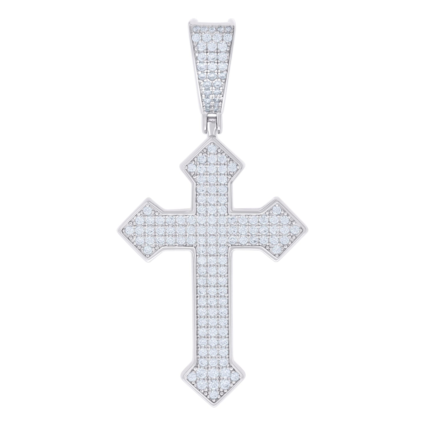 Sterling Silver Mens 1.22ct Moissanite Cross Religious Charm Pendant