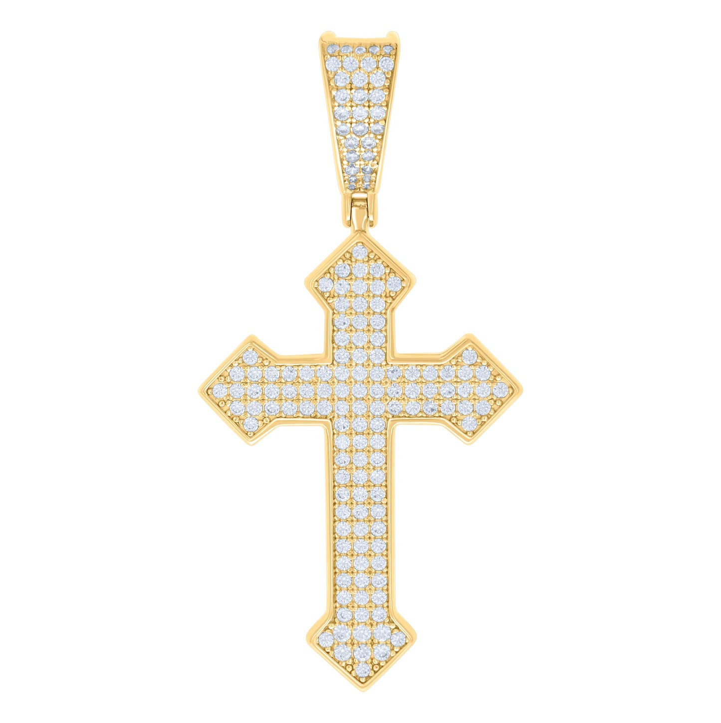 Sterling Silver Mens 1.22ct Moissanite Cross Religious Charm Pendant