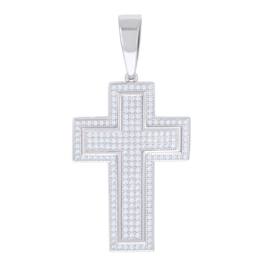 Sterling Silver Mens 1.04ct Moissanite Cross Religious Charm Pendant