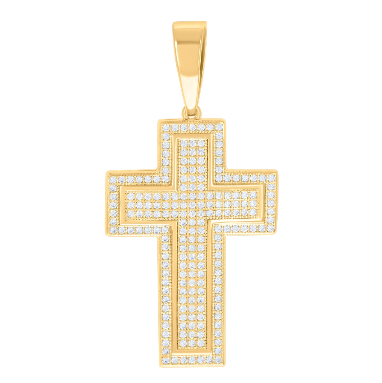 Sterling Silver Mens 1.04ct Moissanite Cross Religious Charm Pendant