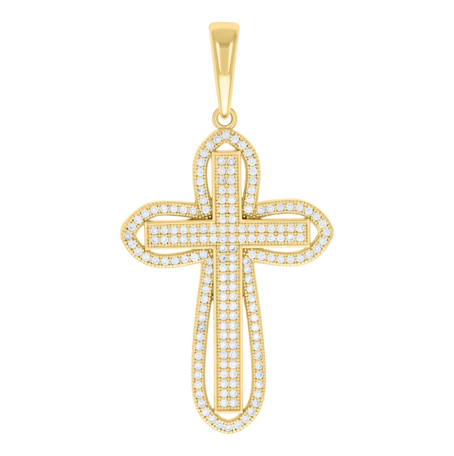 Sterling Silver Mens 1.09ct Moissanite Cross Religious Charm Pendant