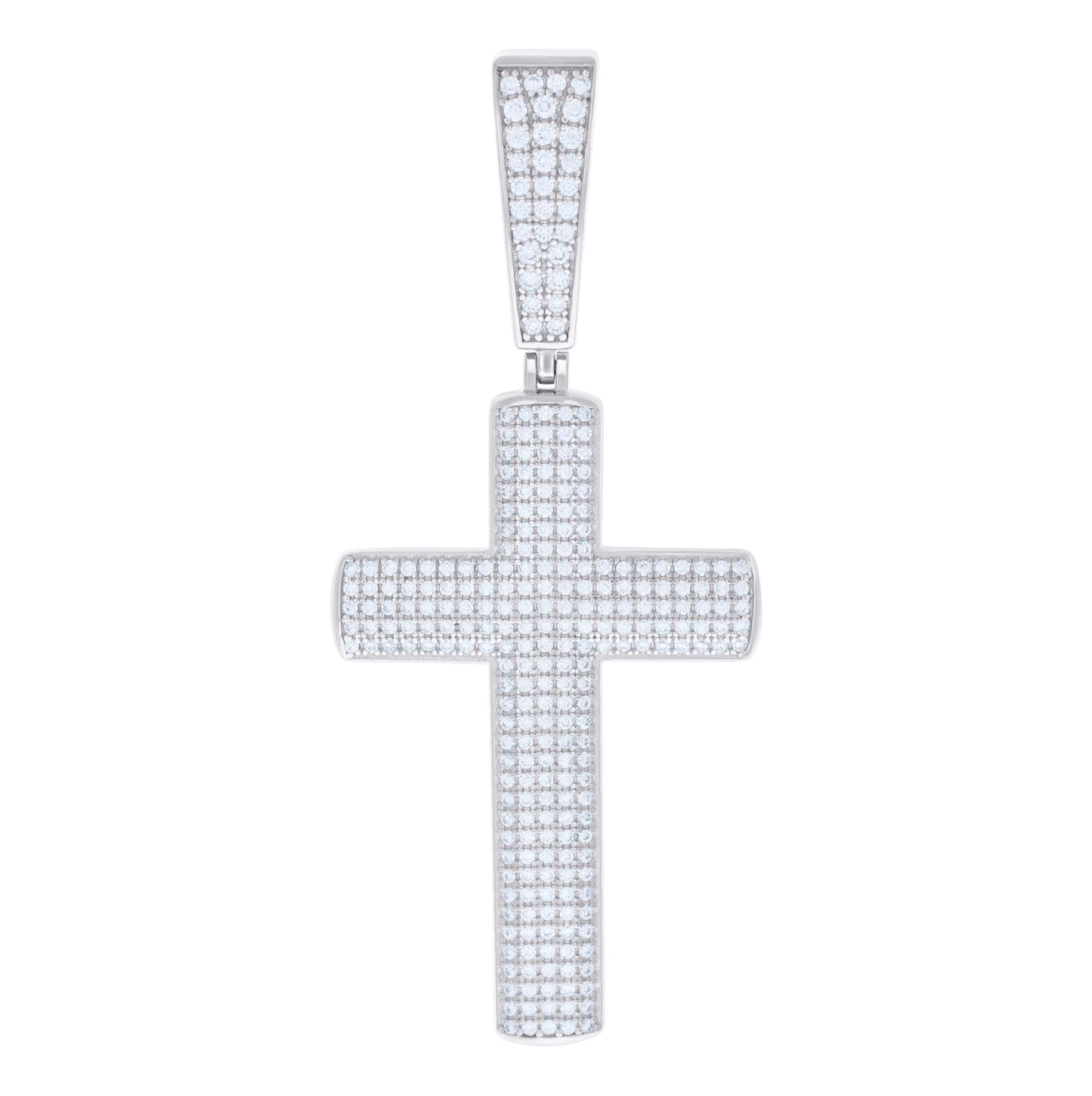 Sterling Silver Mens 1.26ct Moissanite Cross Religious Charm Pendant