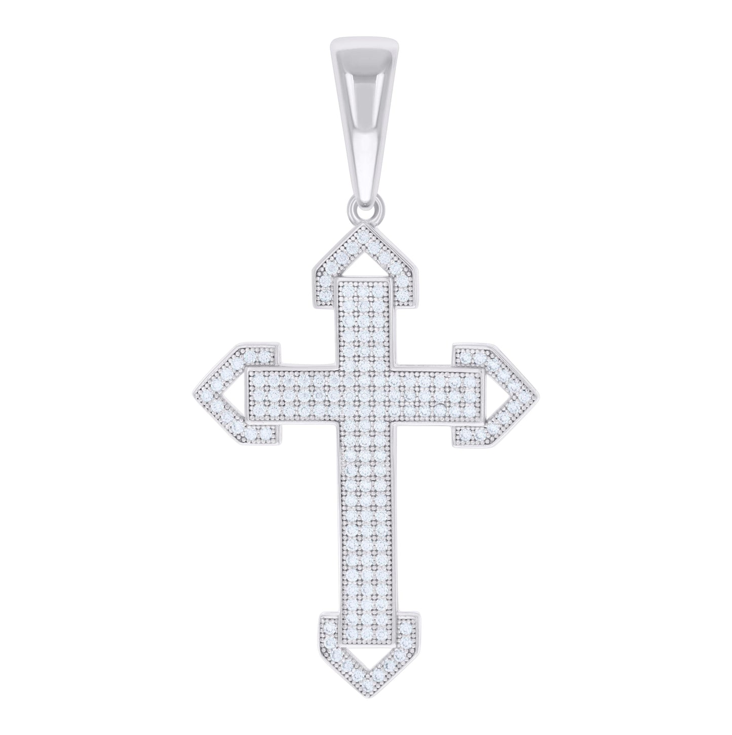 Sterling Silver Mens 0.96ct Moissanite Cross Religious Charm Pendant