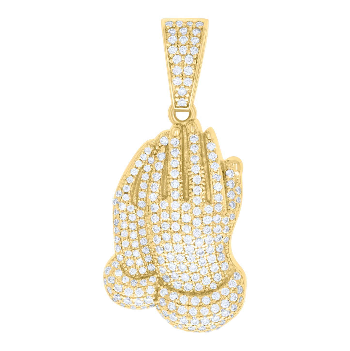 Sterling Silver Mens 1.33ct Moissanite Praying Hands Symbol Religious Charm Pendant
