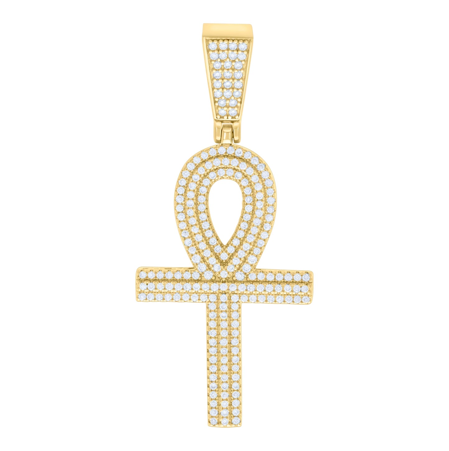 Sterling Silver Mens 1.15ct Moissanite Egyptian Ankh Cross Religious Charm Pendant