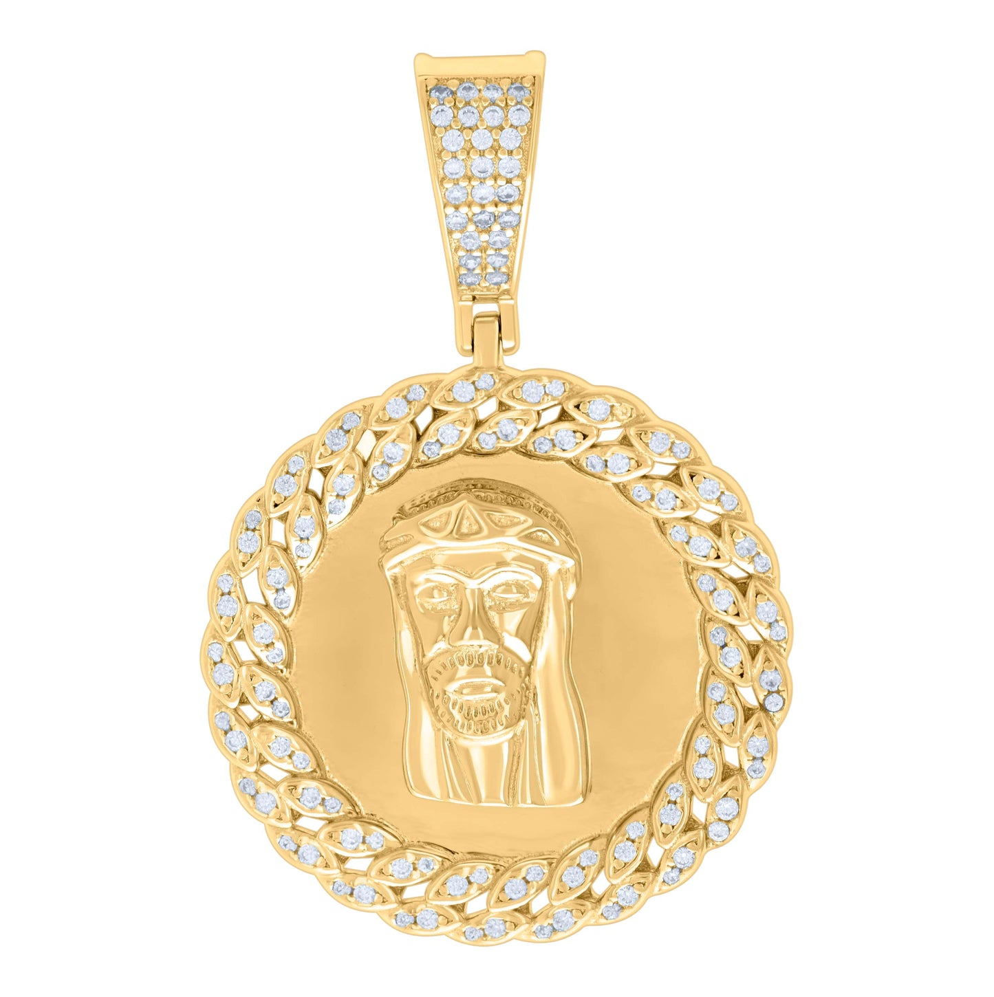Sterling Silver Mens 0.69ct Moissanite Jesus Religious Charm Pendant