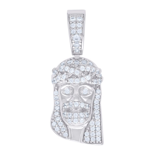 Sterling Silver Mens 0.45ct Moissanite Jesus Religious Charm Pendant