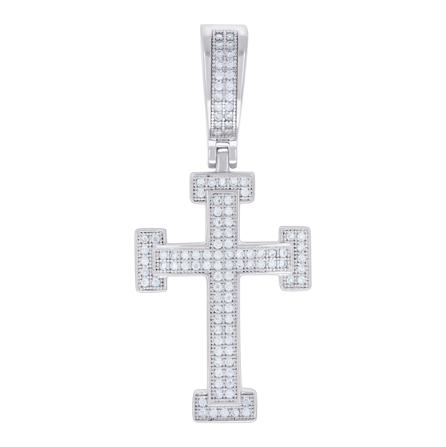 Sterling Silver Men Moissanite Cross Religious Charm Pendant
