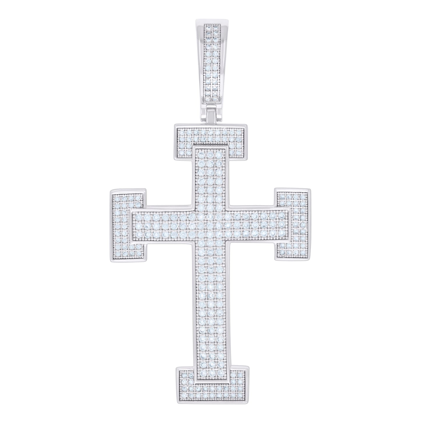Sterling Silver Men Moissanite Cross Religious Charm Pendant